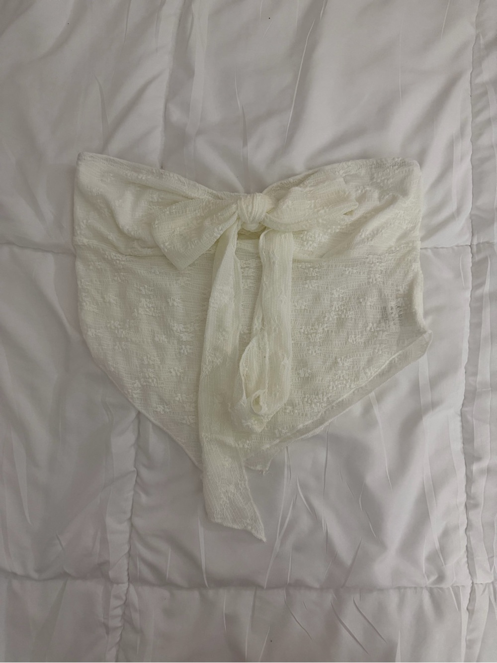 SHEIN Ivory Tie-Front Bandeau Top